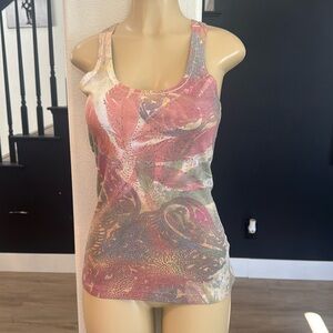 Vintage y2k abstract floral Racerback tee small